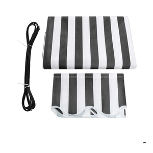 MCombo Patio Awning 9.4x7.8 Feet Fabric Replacement Sunshade Canopy for Retractable Awnings (9.4x7.8 ft, Grey with White Stripes)