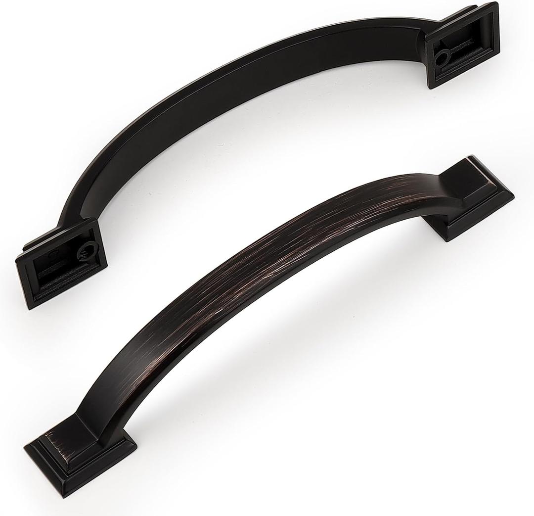 Probrico 5 Pack Oil Rubbed Bronze Cabinet Pulls 4 Inch Hole Center(102mm),Arch Kitchen Cabinet Handles Hardware for Dresser Drawer
