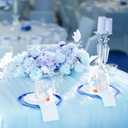 Leinuosen 6 Pcs Wooden Silly Goose Decorations, Cute Handmade Goose with Bow for 1st Birthday, Nursery, Tiered Tray, Desk & Shelf Decor Baby Shower Party Decor Favors(Blue)