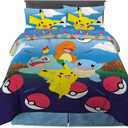 Pokmon Gaming Anime Kids Bedding Super Soft Microfiber Comforter And Sheet Set, 5 Piece Full Size, (Officially Licensed Product) By Franco