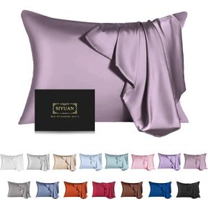 Mulberry Silk Pillowcase for Hair and Skin,Cooling Silk Pillow Case with Hidden Zipper,Allergen Proof Dual Sides Soft Breathable Smooth Silk Pillow Cover for Women (Pink Purple,Standard)