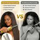 V-Shaped Titanium Hot Comb for Wigs & Natural Black Hair, Dual Voltage 100240V Pressing Comb with 3 Heat Settings (356428F), PTC Fast Heat, Auto-Off, Storage Pouch 2.0