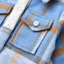 Toddler Boys' Girls' Flannel Plaid Shirt Button Down Long Sleeve Jacket Lapel Shacket Coat Tops Casual Outwear (Blue)