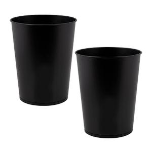 Bath Bliss 5 Liter Small Wastebasket | 2 Pack | Round Open Top | Trash Can | Bathroom | Bedroom | Kitchen | Office | Dorm | Disposal Waste Bin | Garbage | Matte Black