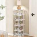 White Bamboo Shoe Rack - Vertical Shoe Rack for Small Spaces