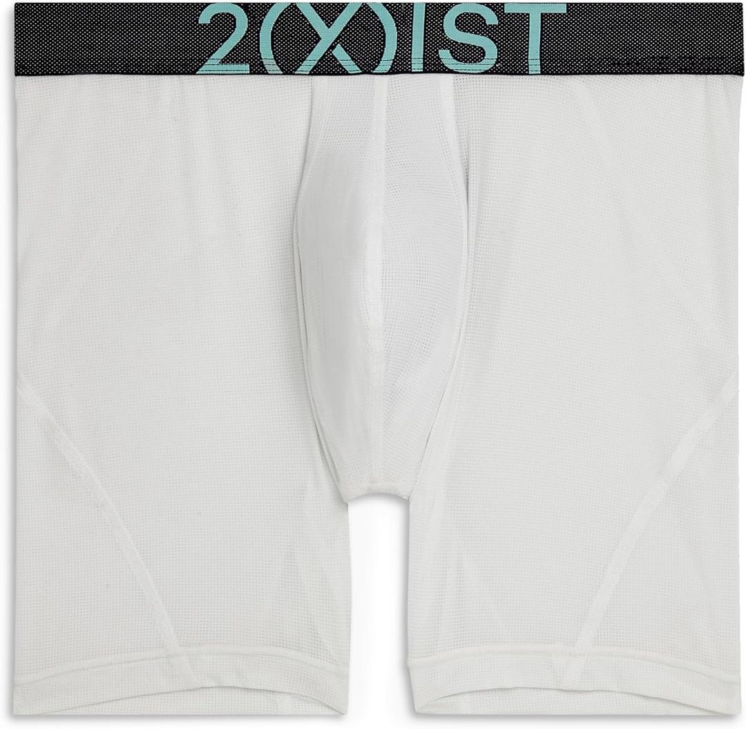 2(X)IST mens Speed Dri Lightning 6" Boxer Brief (Medium, Bright White-aqua Haze)