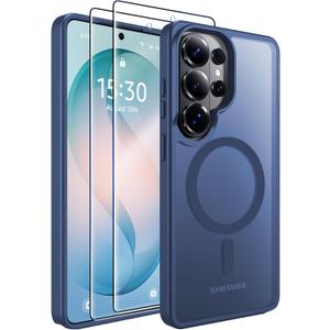 MOZOTER for Samsung Galaxy S26 Ultra Case with Magnetic,[Compatible with MagSafe][12Ft Military Dropproof][2*Screen Protector] Translucent Anti-Slip Back Slim Shockproof Case for S26 Ultra-Blue