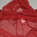 Kolagri Sexy Women Lace Pajamas Lingerie Set High Waist Sheer Sleepwear Bow Ties Cami Shorts Set (XX-Large, Red)