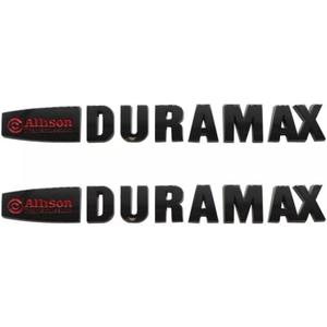 Hood Side Emblem Badge Compatible with Allison Transmission Duramax 2PC (Black Red)