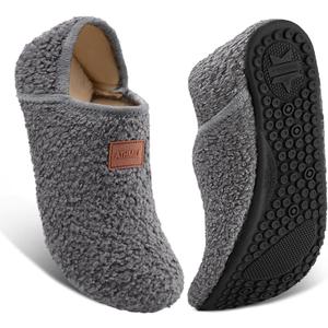 ATHMILE House Slippers for Women Men Indoor Barefoot Slippers Socks Furry Slip on House Shoes Cozy Comfy for Home Bedroom Travel Yoga (12-13 Women/11-12 Men, Dark Grey)