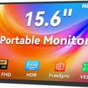HotYeah Portable Monitor, 15.6-in 1080P FHD Laptop Monitor USB-C HDMI External Computer Display HDR FreeSync IPS w/Kickstand & Speaker, 2nd Screen for Laptop PC Mac Phone Tablet Switch PS5 Xbox