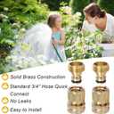 Brass Hose Quick Connect, 3/4 Inch GHT Thread Garden Hose Quick Connector No-Leak Water Hose Quick Connect Fittings Male and Female - 2Packs