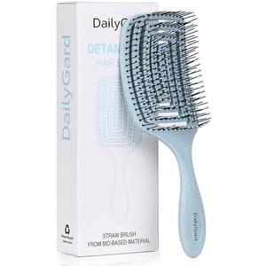 Detangling Brush, Dry and Wet Vented Detangler Hair Brush for Women and Men, Professional Paddle Curved Styling Hairbrush for Straight/Curly/Thick/Long/Wavy/Damaged Hair, Blue