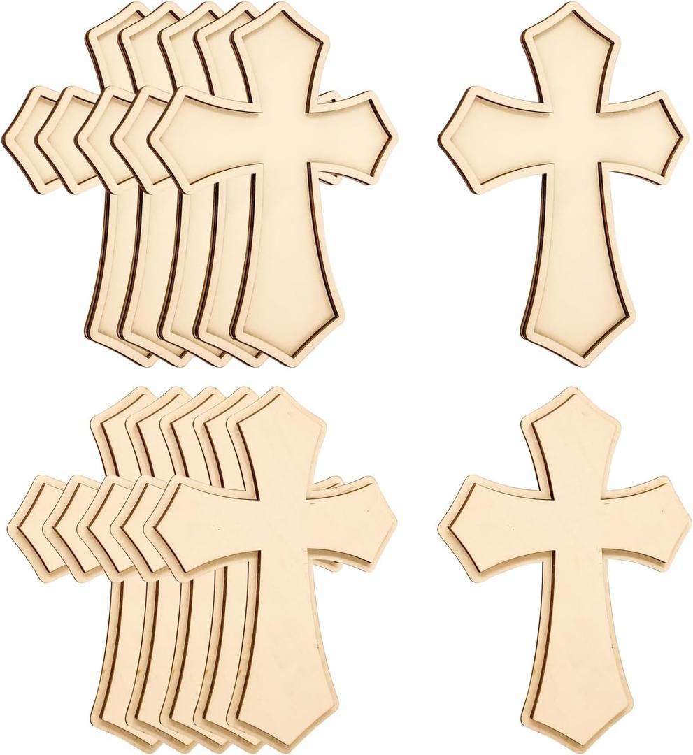 9 Inch 12 Pack Wooden Cross Unfinished Wood Crosses Unpainted Framed Cross for Homemade Crafts