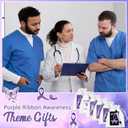 24 Sets Domestic Violence Awareness Pens Purple Ribbon Pens Bulk Cancer Awareness Notebooks Purple Ribbon Notepads for Breast Pancreatic Cancer Alzheimers Lupus Animal Abuse Event Party Supplies