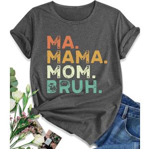 EUOW Mama Tshirt for Women Cute Mom Mother's Day Graphic T Shirts Boho Casual Grandma Tee Tops, Mother-1203, S