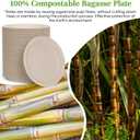 ECOLipak 6 Inch Disposable Compostable Small Paper Plates, 200 Pack Recycled Sugarcane Bagasse Biodegradable Heavy Duty Mini Dinner Appetizer Cake Dessert Plates for Party(Nature)