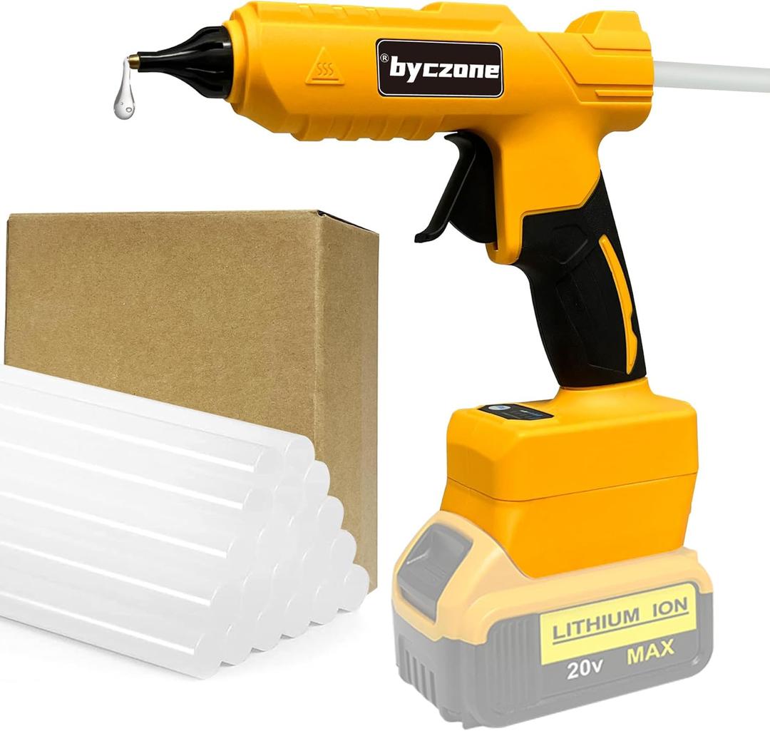 Cordless 100W Hot Glue Gun for Dewalt 20V Battery, Handheld Wireless Power Heavy Duty Hot Glue Gun Full Size Kit with 20pcs Hot Glue Sticks for Home Repair, Arts & Crafts(Battery NOT Include)