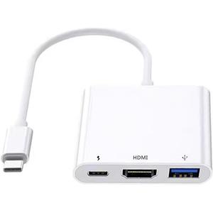 USB C to HDMI Multiport Adapter, USB C Digital AV Adapter for iPhone 15, Multiport AV Converter with 4K HDMI Output USB 3.0 Port & USB-C Fasting Charging Port Compatible for MacBook Pro, iPad Air (MR-White)