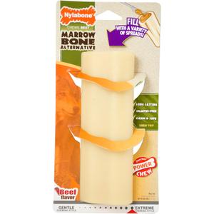 Nylabone Marrow Bone Alternative Power Chew Toy for Dogs, Dog Toys for Aggressive Chewers, Beef Flavor, Large - Up to 50 lbs, 1 Count