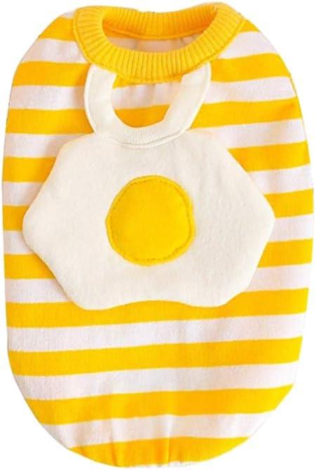POPETPOP Striped Egg Dog Costume, Christmas Pet Clothes for Dog Cat, Halloween Chicken Costume,Warm Puppy Clothing for Christmas Thanksgiving (Size XL) (Yellow)