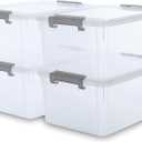 Citylife 17 QT Plastic Storage Bins with Latching Lids Stackable Storage Containers for Organizing Large Clear Storage Box for Garage, Closet, Kitchen, 4 Packs