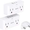 【2 Pack 】 7 in 1 European Travel Plug Adapter, Travel Essentials, International Travel Adapter with 4 Outlets 3 USB Ports(2 USB C), US to Europe Plug Adapter to Most Europe Spain Italy France and Uvafly Halloween Boot for Stanley, Silicone Protector