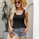 Zeagoo Women's Summer Tank Tops 2026 Pleated Square Neck Loose Fit Casual Flowy Tunic Sleeveless Shirts (Black)