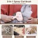 Cat Steam Brush - Anti-Static Rechargeable Steamy Brush for Cats and Dogs, Removes Flying Hair with Release Button and Tank - Pink