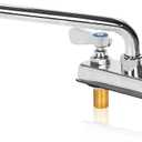 Leak-Free Commercial Bar Sink Faucet 10" Swivel Spout with Ceramic Valve, Utility Laundry Sink Faucet 4" Center Deck Mount, Brass Constructed for Large Sink in Kitchen, Laundry Room, Garage