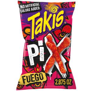 8 x Takis Fuego Pix Snack Size Bag, Hot Chili Pepper & Lime Flavored Extreme Spicy Crunchy Corn Puff Snack (EXP 09/12/26)