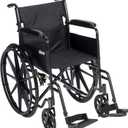 Drive Medical SSP118FA-SF Silver Sport 1 Folding Transport Wheelchair with Full Arms and Removable Swing-Away Footrest, Black