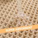 Waffle Bath Mat 17"x24", Absorbent Non Slip Bath Rug, Machine Washable, Boho Bathroom Rugs with Tassel, Rubber Backed, Soft Bath Mat for Shower Floor & Bathroom Decor (Brown)