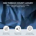 100% Natural Cotton Sheets Queen Size Bed Set | 500 TC Single-Ply Sateen Weave | Soft, Breathable, Hypoallergenic Solid 4-Piece Bedding with Deep Pocket Fitted, Flat, Pillowcase |Navy Blue