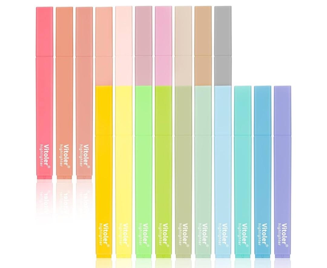 Vitoler 20Pcs Highlighters,Pastel Highlighters Set,Assorted Morandi Color Highlighter, Chisel Tip Bible Highlighter for School Office Supplies