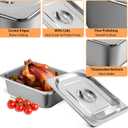 1/2 Size Hotel Pan with Lids 4 Pack, 4'' Deep Steam Table Pan, 12.8''L x 10.4''W Stainless Steel Pans for Home, Party, Hotel, Buffet