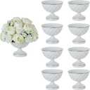 Sziqiqi Urn Vases for Wedding Centrepiece: 6.1in White Metal Urn Vases Set of 10 Bulk Compote Vase for Wedding Decorations - Flower Arrangements Table Vase Plant Bowl for Wedding Party Event