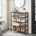 VASAGLE Shoe Rack for Entryway, 5-Tier Shoe Rack Organizer with Storage Shelves and Spacious Top, Freestanding, Adjustable, Industrial, Rustic Brown and Ink Black ULBS038B01