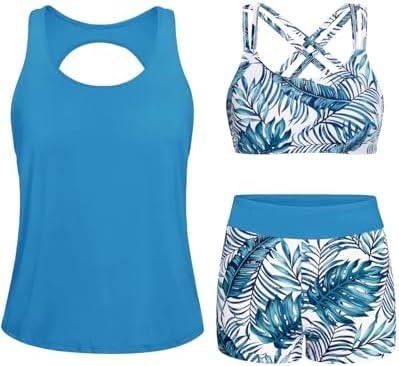 Yonique Tankini Swimsuits for Women Tummy Control Bathing Suits Two Piece Tankini Tops with Bikini Bottoms Twist Swimwear