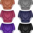 6 Pcs Adult Leakproof Incontinence Underwear for Women Men Pull on Cover Pant Washable Underpants Reusable Plastic Diaper Covers for Disabled, Elderly, Postpartum (Multicolored,X-Large)