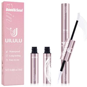 Uilulu Lash Cluster Glue, Lash Bond and Seal for Eyelash Clusters White 2-in-1 Glue DIY at Home Use Hold Long-Lasting Eyelash Adhesive(7ml+7ml)