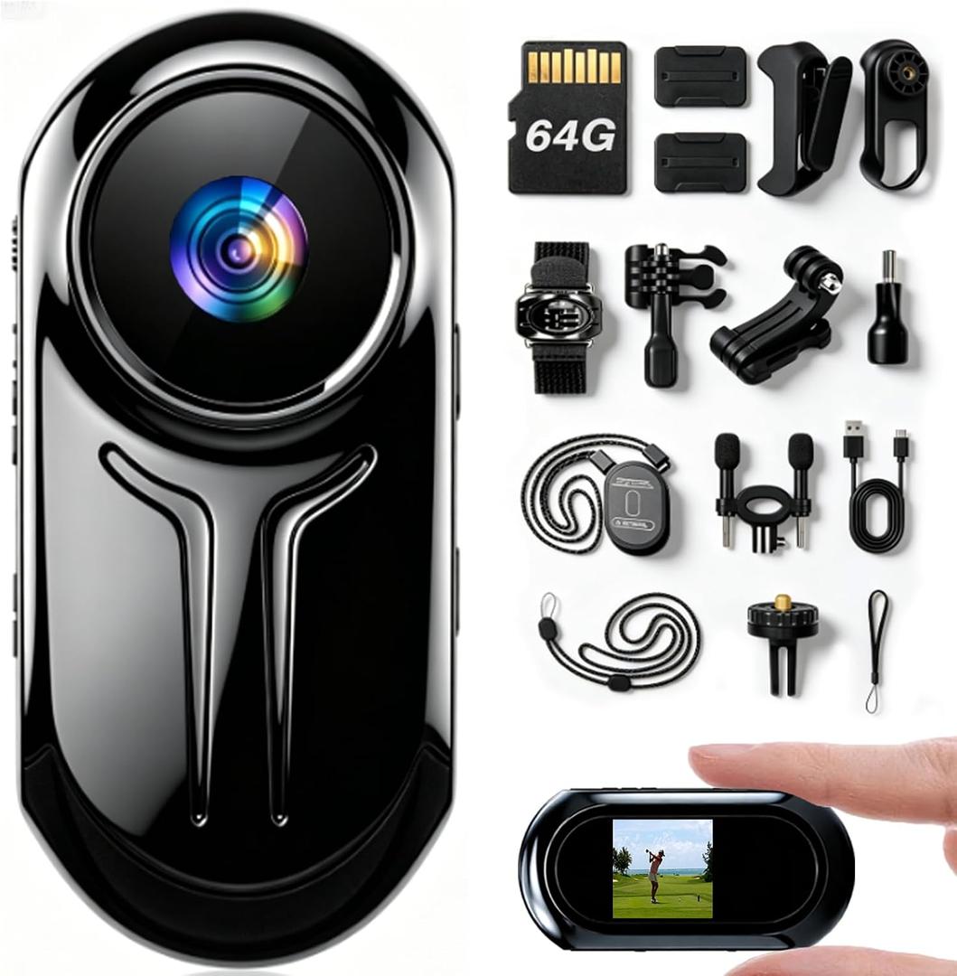 Upgraded 1080P Mini Body Cameras with Audio and Video Recording, POV Camera, Thumb Size Sport Action Camera, Hand Free Camcorder for Cycling,Travel,Pet,Vlogging (Jet Gray)