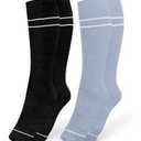 Kindred Bravely Compression Socks 2-Pack | Graduated Compression Socks for Circulation Pregnancy Travel (Stone Blue & Black, Large)