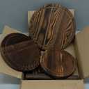 3-Pack Wood Plant Stands Indoor, Single Plant Stand for 6-12 Inch Pots, Mid-Century Modern Plant Stool, Tall Plant Stand for Large Plants Perfect Fit for Living Room, Balcony, Office (heavy burnt color)