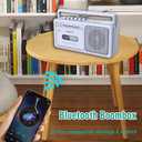 Cassette Tape Player and Tape Cassette Recorder with Bluetooth Boombox, AM/FM Radio, USB, Earphone Jack, Built-in Microphone, DC/AC Powered, Portable Cassette Player Recorder(White)