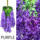 12pcs Artificial Wisteria Flowers 3.6 Feet/Piece Purple Dense Artificial Fake Wisteria Vine Ratta Hanging Garland Silk Flowers String Home Party Wedding DecorPurple-Dense