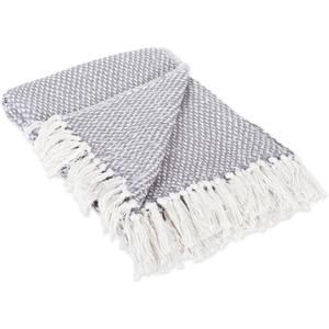 DII 100% Cotton Basket Weave Throw for Indoor/Outdoor Use Camping Bbq's Beaches Everyday Blanket, 50 x 60, Woven Stripe, Gray