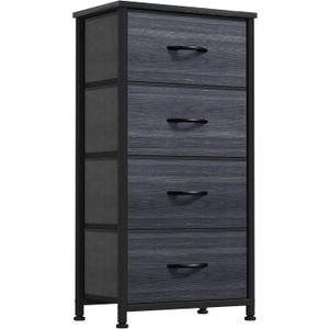 DWVO 4 Drawers Dresser, Dresser for Bedroom, Fabric Storage Tower, Chest of Drawers, Organizer Unit for Closets, Living Room, Sturdy Steel Frame, Wooden Top, Easy Pull Fabric Bins, 11.8"D x 17.7"W x 37.4"H