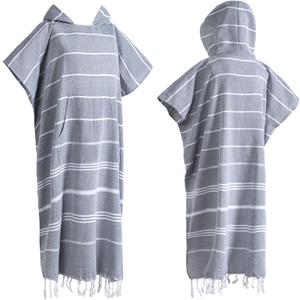 1pcs Turkish Cotton Surf Poncho Changing Towel Swim Robe with Pocket Plus Size Swim Cover Up Wearable Towel Hooded Beach Towel for Adult Man Women Beach Pool (Grey, Large)