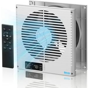 8" Room to Room Fan with Remote, 320 CFM Room to Room Air Transfer Fan, 10 Speeds Quiet DC Motor Through Wall Fan & Exhaust Fan for Bedroom, Laundry, Kitchen, Garage, ETL Certified